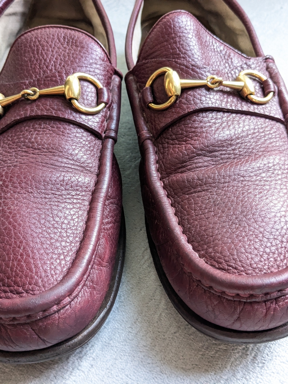 Gucci Men's Burgundy Pebbled Leather Horsebit Loafers US 11.5 - Picture 2 of 15